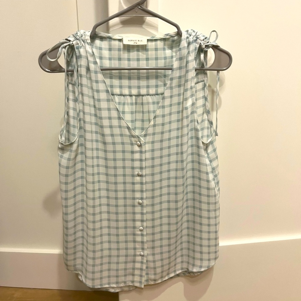 Sophie Rue Light Blue Gingham Blouse
